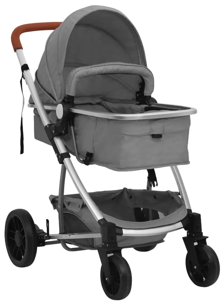 vidaXL Kinderwagen 2-in-1 aluminium lichtgrijs