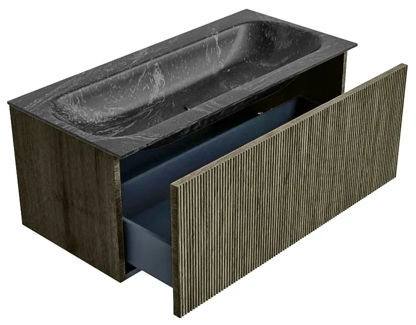 Mondiaz Kurve-dlux 100cm badmeubel shadow met 1 lade en wastafel big medium midden zonder kraangat lava