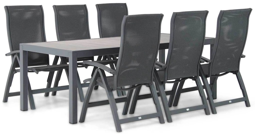 Tuinset 6 personen 220 cm Aluminium/Textileen /Aluminium/textileen Grijs Presto Tarenta/Residence