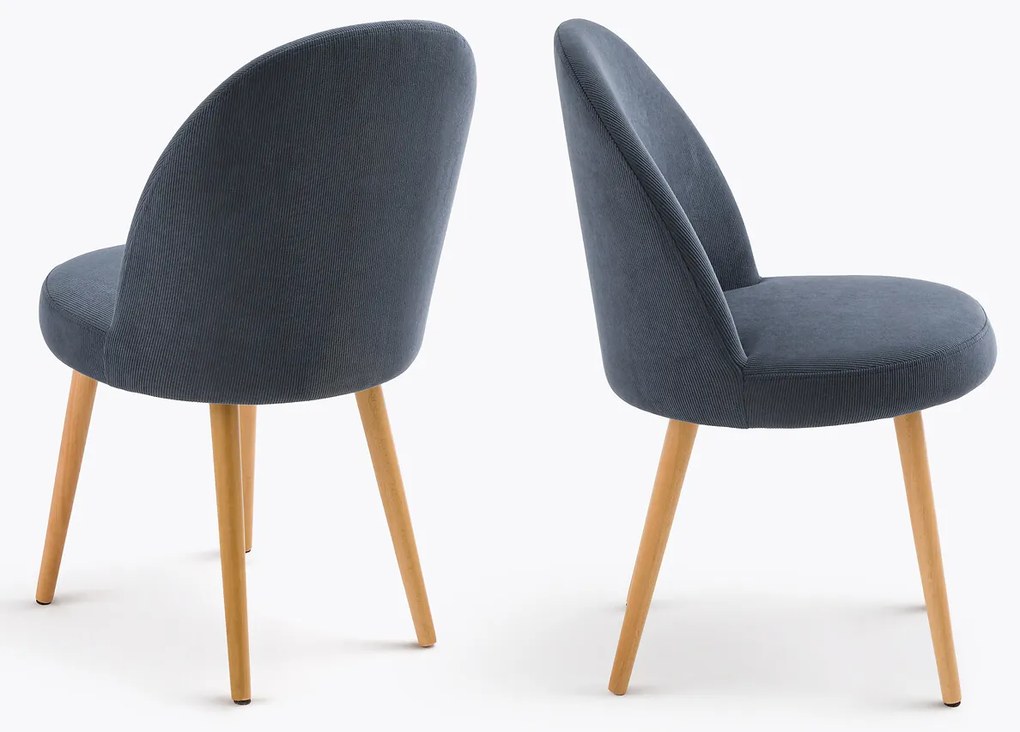 Set van 2 ribfluwelen stoelen Inès