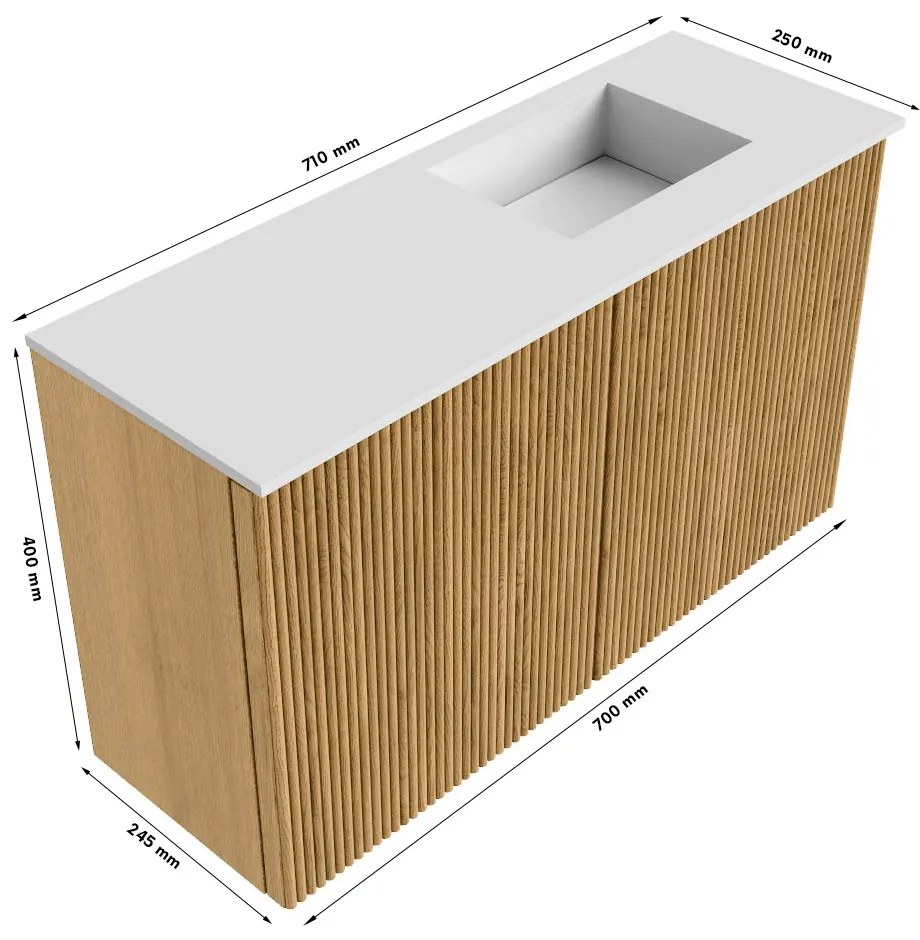 Mondiaz Joya DLux 70cm toiletmeubel shadow met wastafel faye rechts zonder kraangat ostra