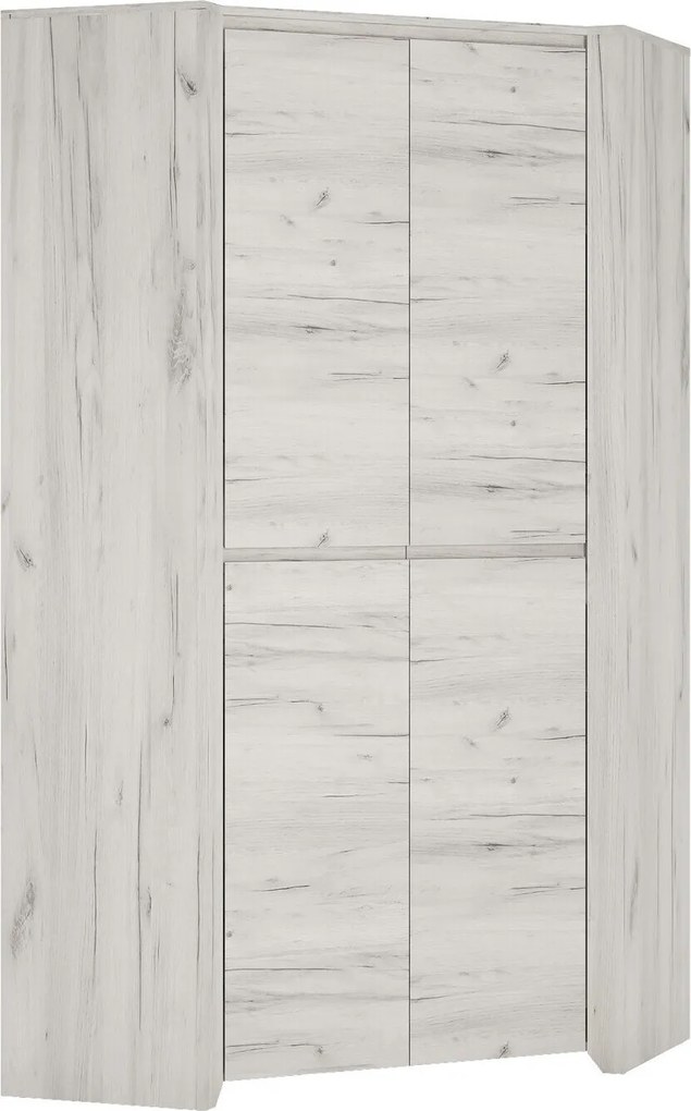 Hoekkledingkast Salcame 103, Ambachtelijk wit, 191x96x96cm, 88 kg, Kledingkast deuren: Met scharnieren