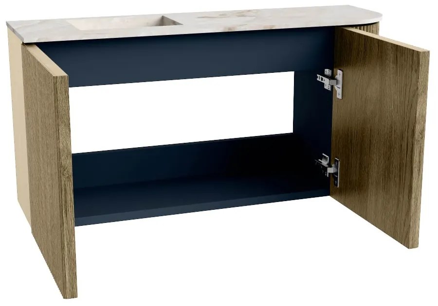 Mondiaz Joya DLux 80cm toiletmeubel ronding rechts dusk met wastafel faye links zonder kraangat frappe
