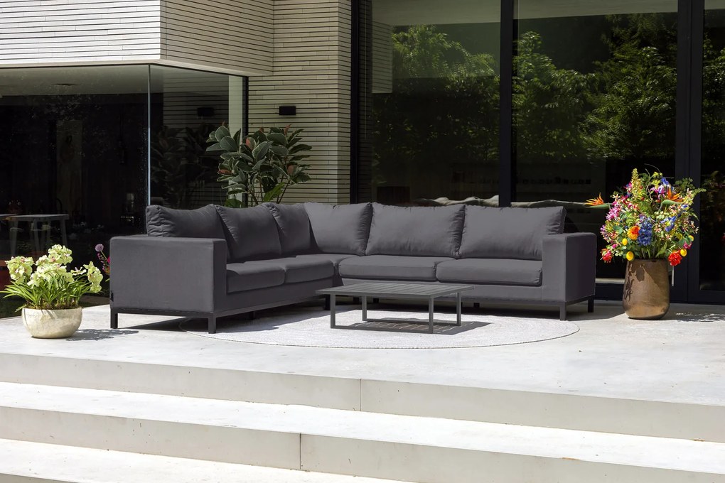 Flow. Square Straight hoekbank sooty All Weather loungeset Antraciet Sunbrella loungeset LoungesetHoek loungeset outdoor textiel - weerbestendig