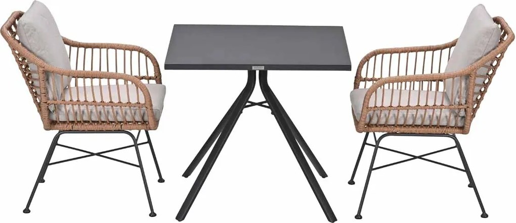 Garden Impressions Lucas tuinset bruin 3-delig - Rimini tuintafel 80x80 cm