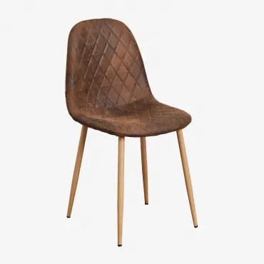 Set Van 4 Glamm Eetkamerstoelen Natuurlijk Hout & Kunstleren Koffie Diamond & Kunstleer - Sklum