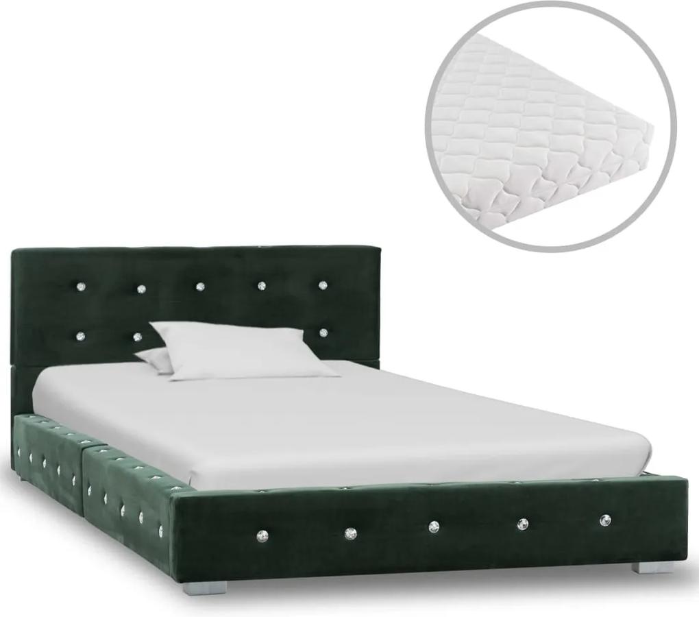Bed met matras fluweel groen 90x200 cm