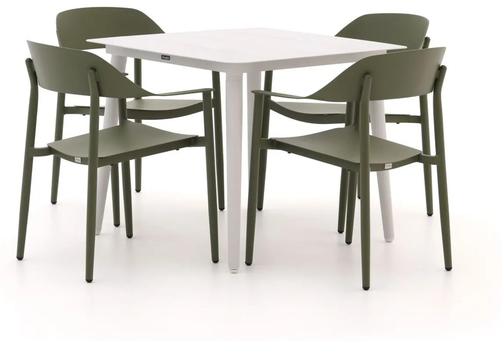 + 15% kassakorting | Diningset Bellagio  | 4 personen aluminium | Tuinset stapelbaar | 5-delig | Kees Smit Tuinmeubelen