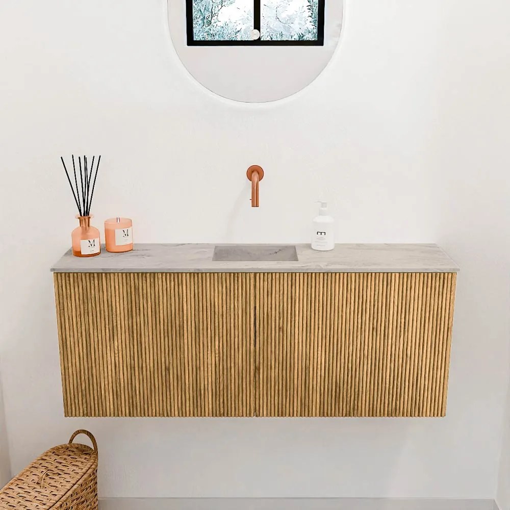 Mondiaz Joya DLux 100cm toiletmeubel oak met wastafel faye midden zonder kraangat glace