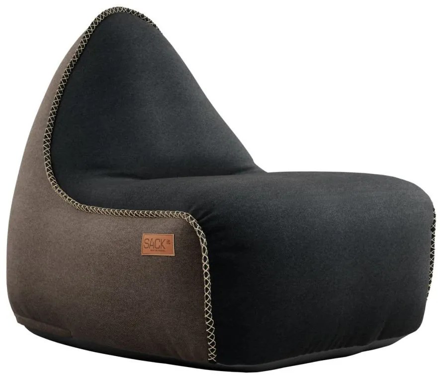 Canvas Lounge Chair & Pouf - Bruin/Zwart