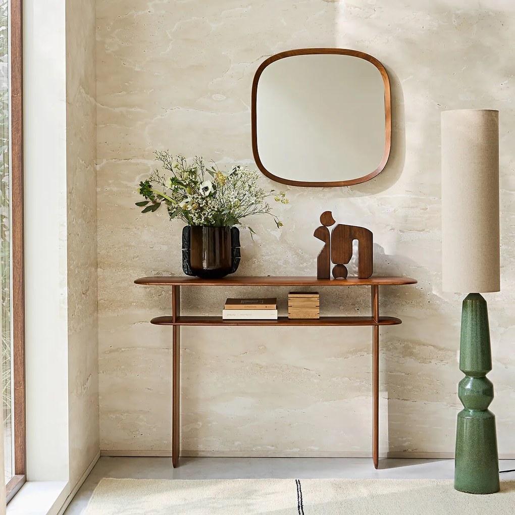 Organische spiegel, massief notenhout, H60cm, Orion