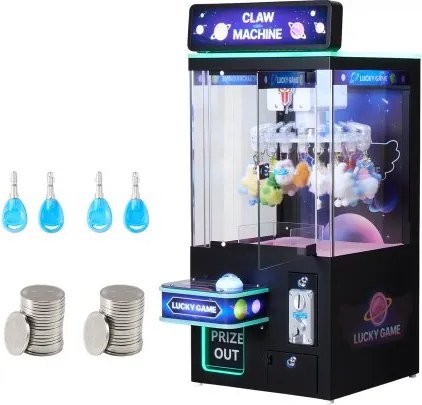 VEVOR grijpmachine, middelgrote arcadekast met licht en geluid, instelbare moeilijkheidsgraad, nauwkeurige snoepgrijper voor het uitdelen van prijzen, voor commerciële thuisbioscopen, zwart-paars