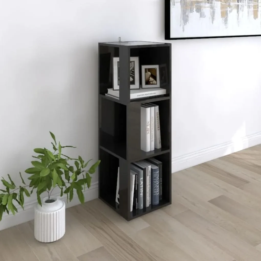 vidaXL Hoekkast 33x33x100 cm spaanplaat hoogglans zwart