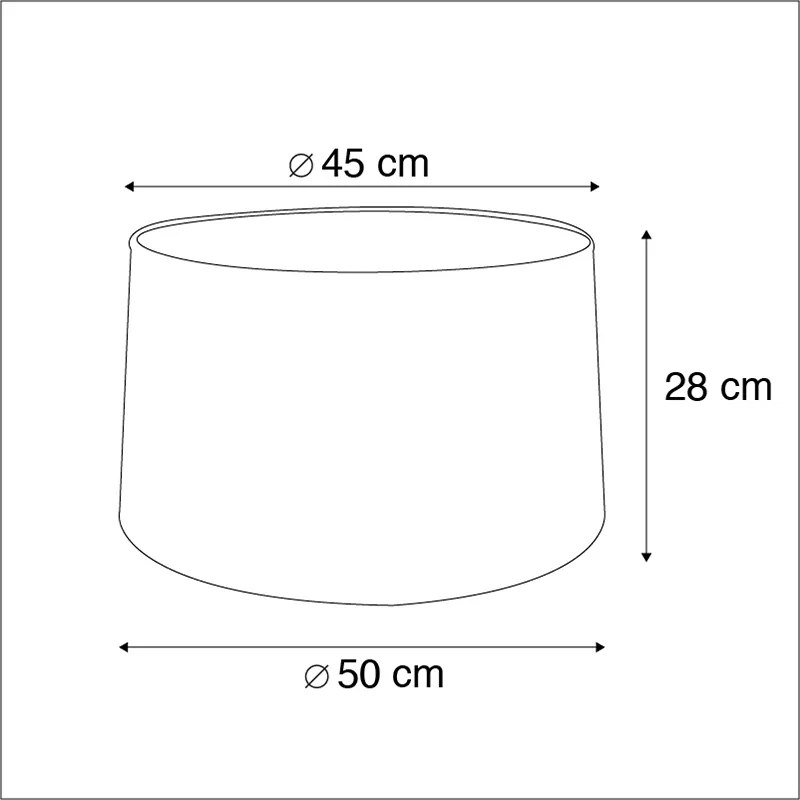 Katoenen lampenkap zwart 45/50/28 met gouden binnenkant
