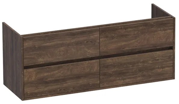 BRAUER Nexxt Wastafelonderkast - 140x46x55cm - 4 greeploze softclose lades - 2 sifonuitsparingen - MFC - burned bark 1787