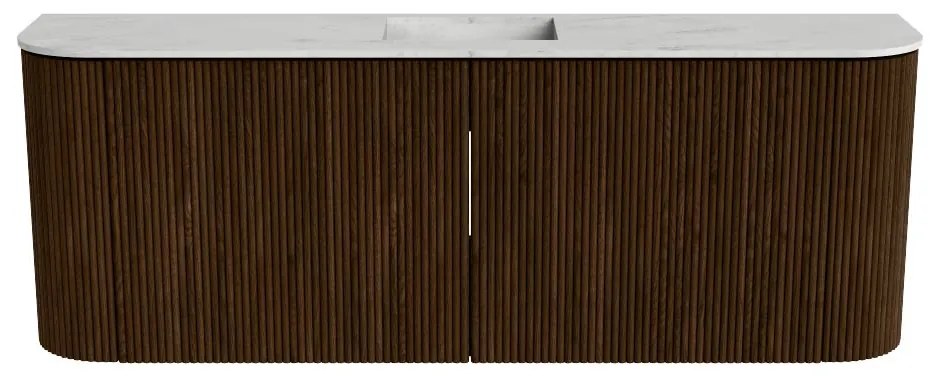 Mondiaz Joya DLux 115cm toiletmeubel ronding links/rechts walnut met wastafel faye midden zonder kraangat opalo