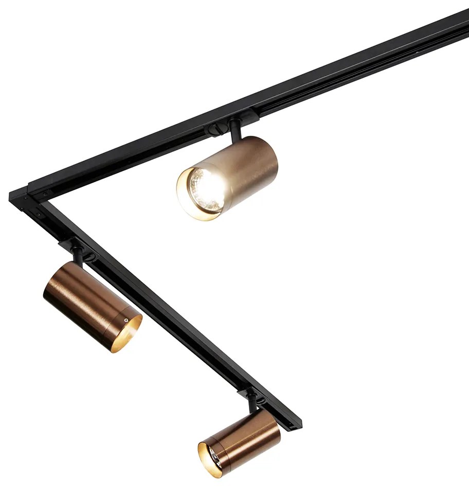 Modern railsysteem met 5 Spot / Opbouwspot / Plafondspots donker brons 1-fase GU10 70mm - Iconic Jeana Luxe GU10 Binnenverlichting Lamp