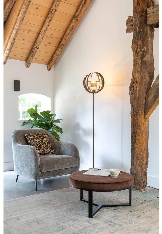 Goossens Excellent Salontafel Enza rond, stof bruin, elegant chic, 70 x 36 x 70 cm