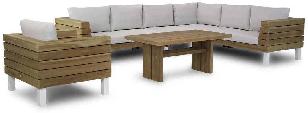 Hoek loungeset 7 personen Teak Old teak greywash  Lifestyle Garden Furniture Seashore/Brighton