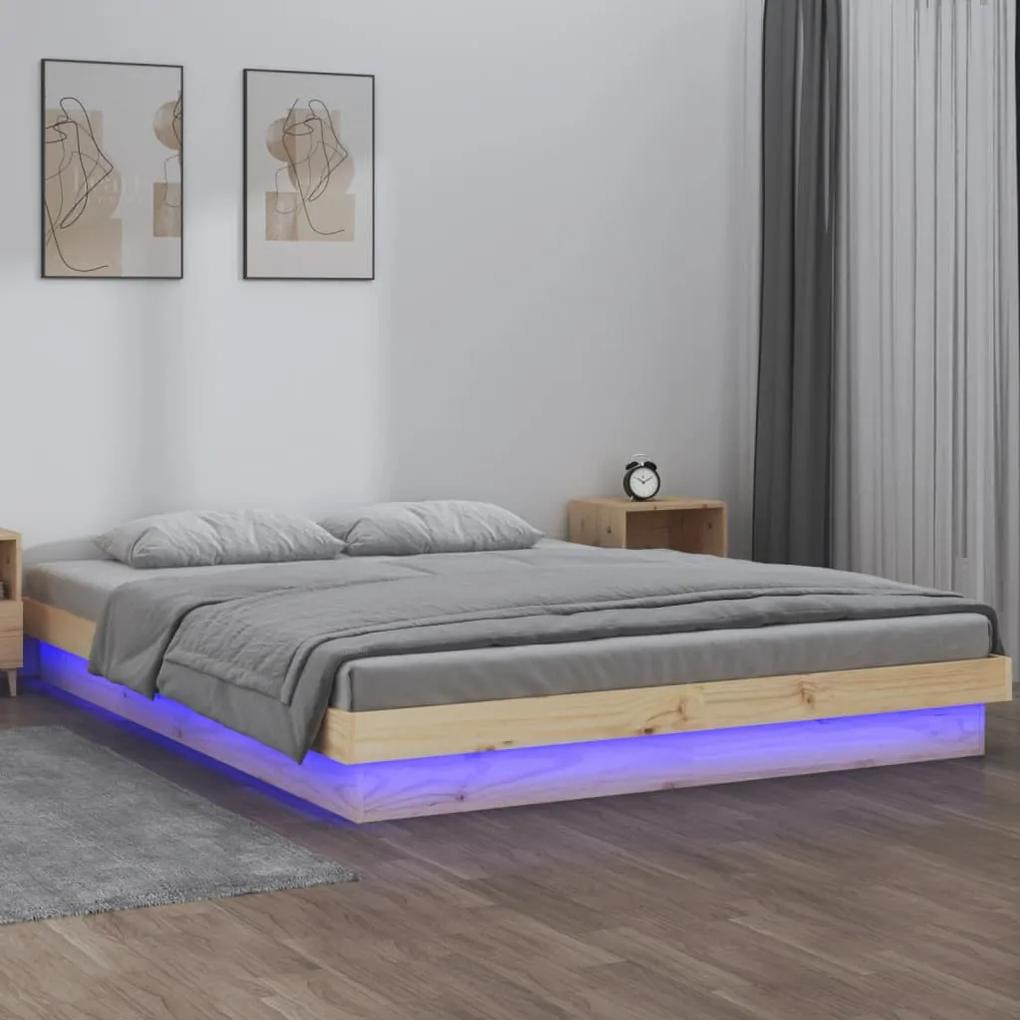 vidaXL Bedframe LED massief hout 140x200 cm