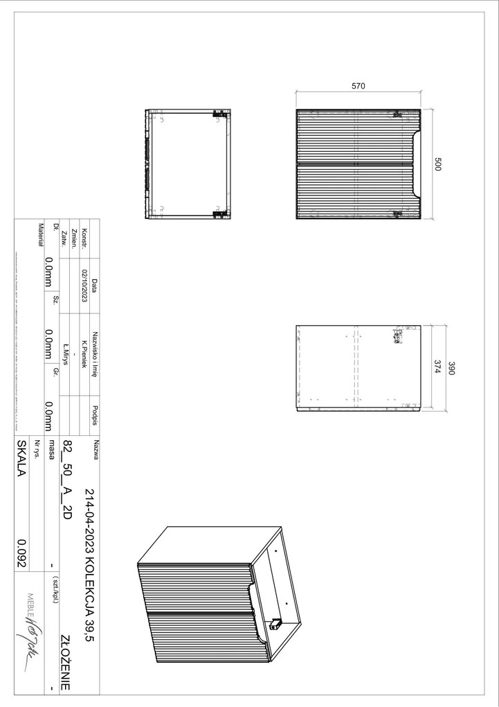 Comad Nova Black onderkast met 2 deuren 50x40x60cm zwart