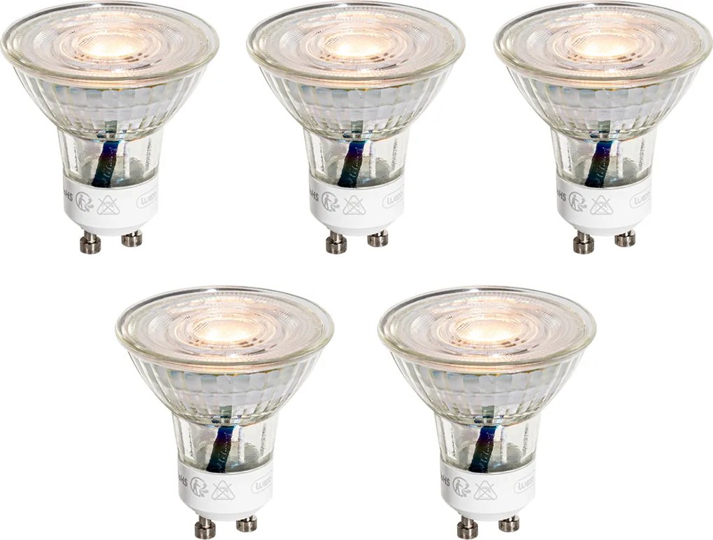 Set van 5 GU10 50mm LED lampen helder 3W 200 lm 2200K