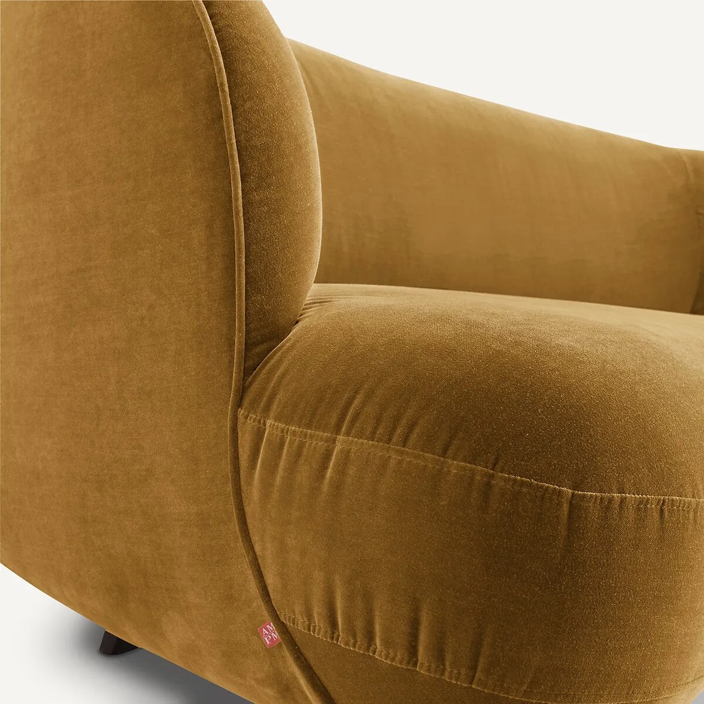 3-zits fluwelen bank, Rosebury, ontwerp Emmanuel Gallina