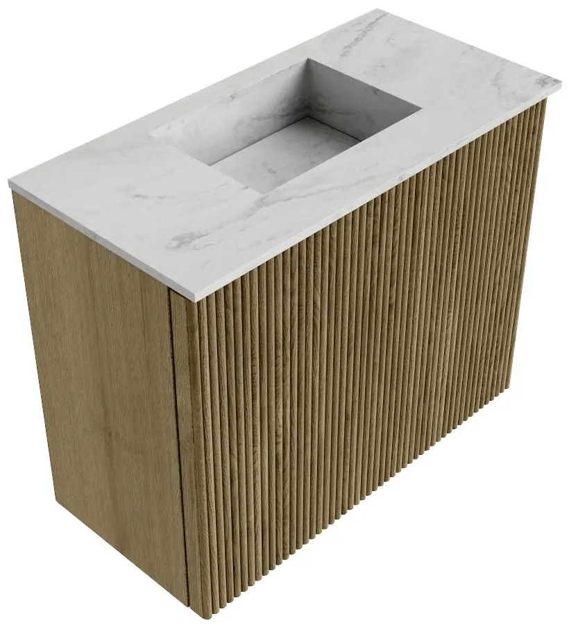 Mondiaz Joya DLux 50cm toiletmeubel dusk met wastafel faye midden zonder kraangat opalo