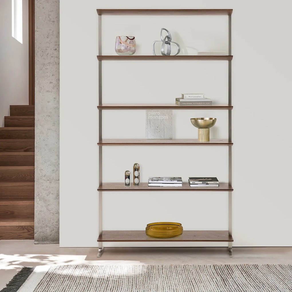 Boekenkast notenhout gefineerd L100 cm, Livel