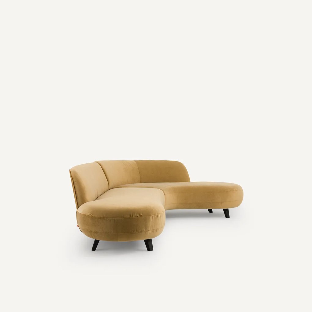 Hoekbank van linnen fluweel, Rosebury, ontwerp door Emmanuel Gallina