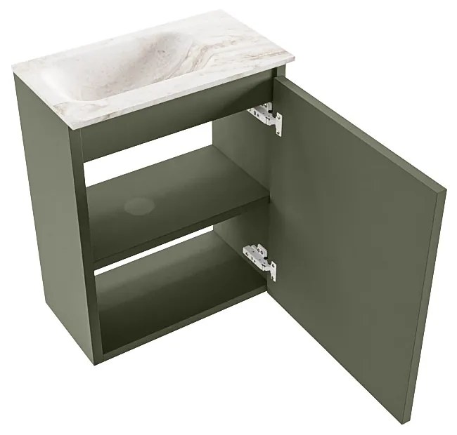 Mondiaz Ture DLux toiletmeubel 40cm army met wastafel frappe links met kraangat