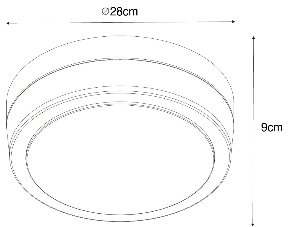 Buitenlamp Moderne plafondlamp zwart 28 cm IP44 - Flavi Modern E27 IP44 Buitenverlichting rond Lamp