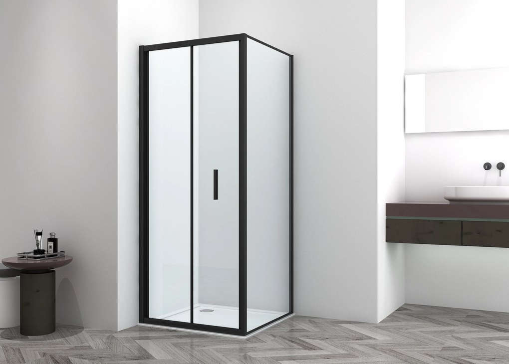 Badstuber Rano douchecabine met vouwdeur 100x90cm zwart mat