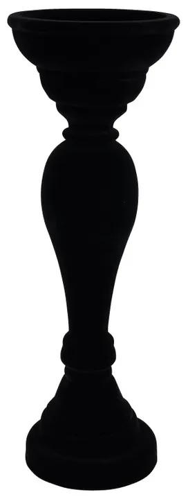 Kaarshouder velvet - zwart - 33 cm