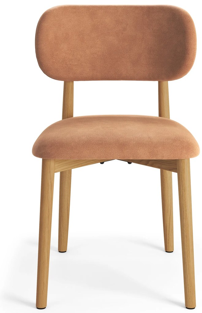 AVLO Terracotta (stof Danny 204)/gelakt eiken frame – HOUTEN STOEL VOOR WOONKAMER, EETKAMER, KEUKEN RETRO