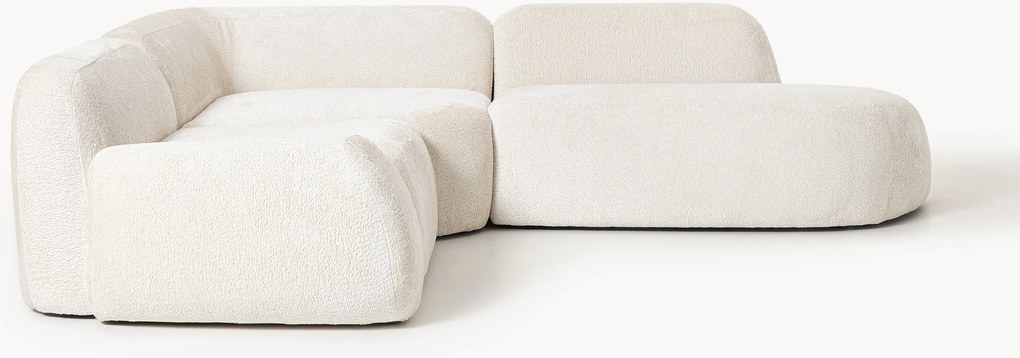 Modulaire teddy-bouclé hoekbank Wolke (4-zits) met chaise longue
