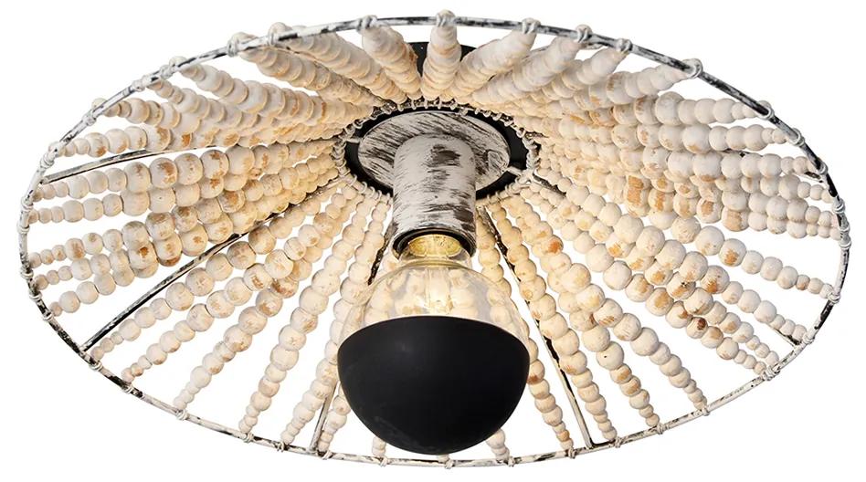 Oosterse wandlamp beige met kralen - MotiOosters E27 rond Binnenverlichting Lamp