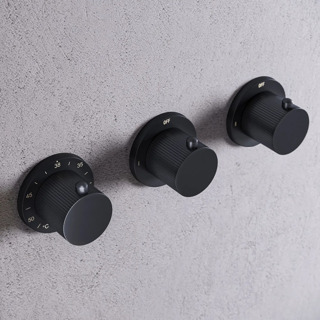 Saniclear Plus Stripes thermostaatkraan afbouwdeel zwart mat