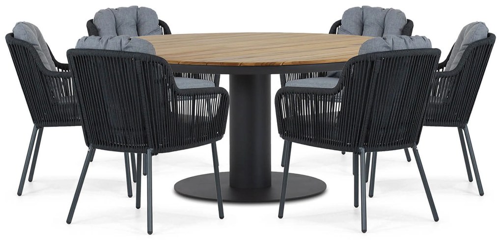 Tuinset Ronde Tuintafel 6 personen 160 cm Aluminium/rope Grijs Santika Furniture Santika