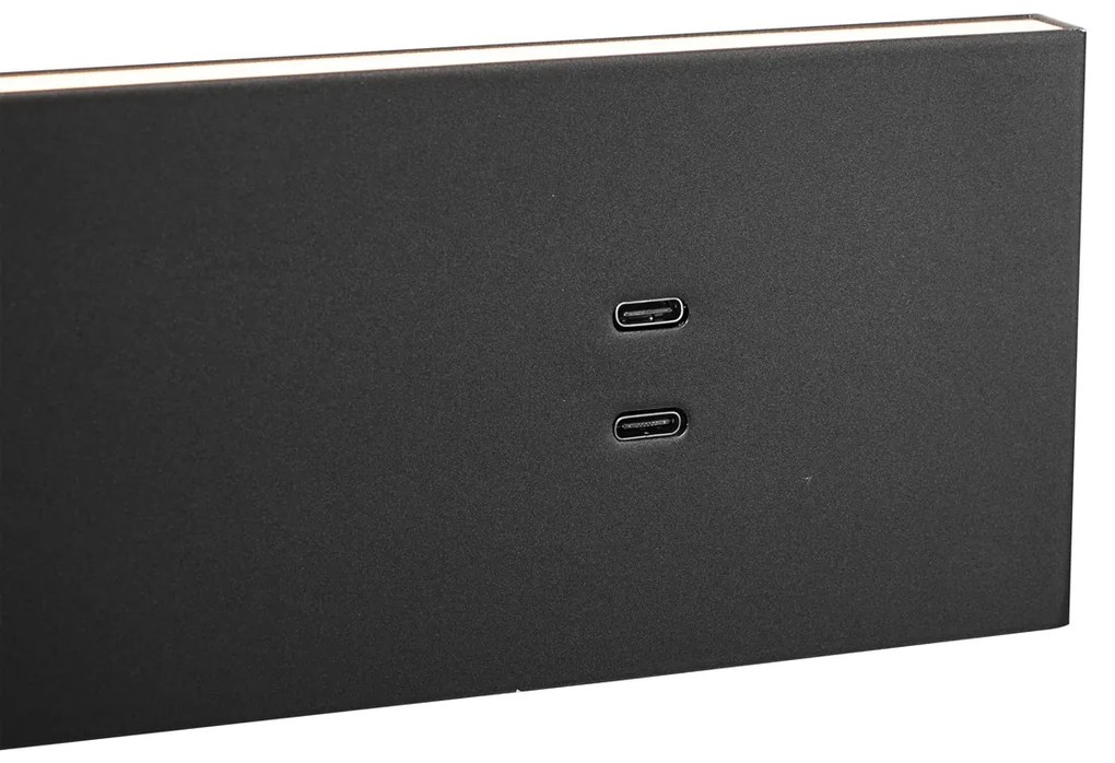 Moderne wandlamp zwart verstelbaar met USB-C incl. LED - Modric