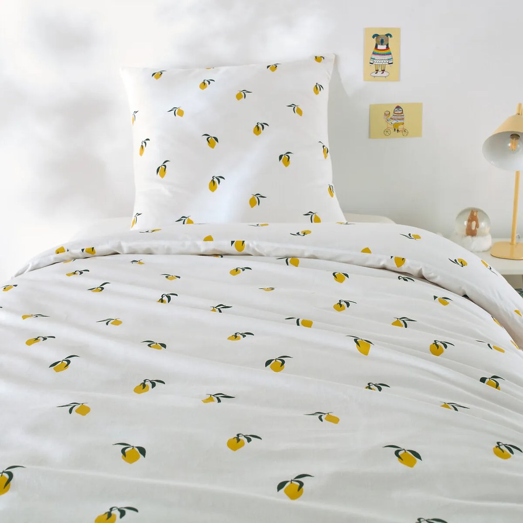 Bedset voor kinderbed in katoen, vierkante kussensloop, Citron