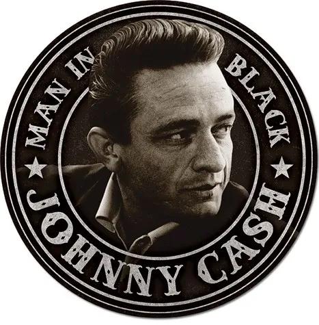 Metalen wandbord Johnny Cash - Man in Black Round, (30 x 30 cm)