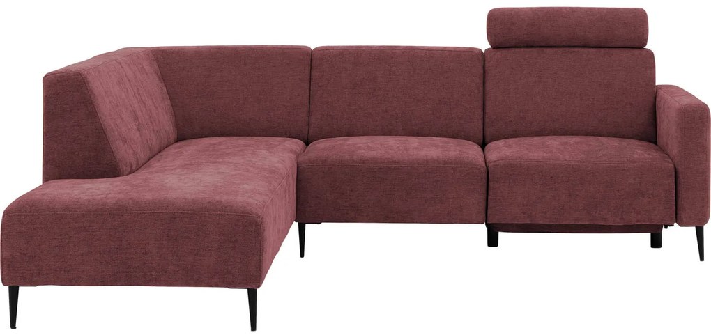 Goossens Hoekbank Tiolo Met Relaxfunctie En Hoofdsteun rood, stof, 3-zits, modern design met ligelement links