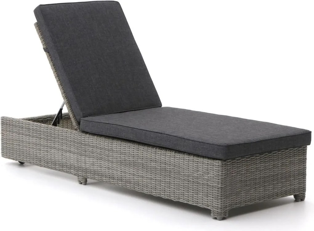 Verstelbaar ligbed Intenso  | Wicker (vlechtwerk) | Grijs - Antraciet | Ligbed met wiel | Ligstoel tuin | Strandbed  | Kees Smit Tuinmeubelen