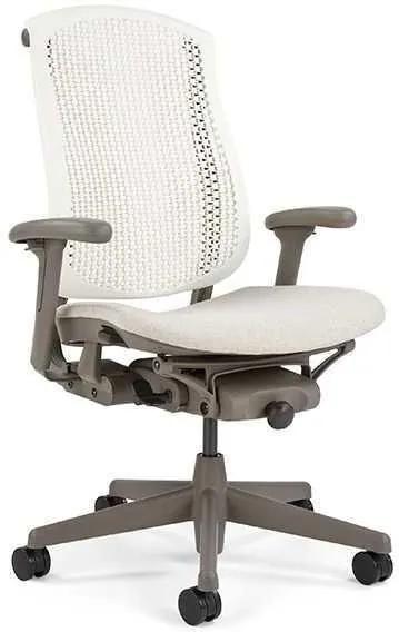 Herman Miller Celle Upholstered bureaustoel wit bruin onderstel