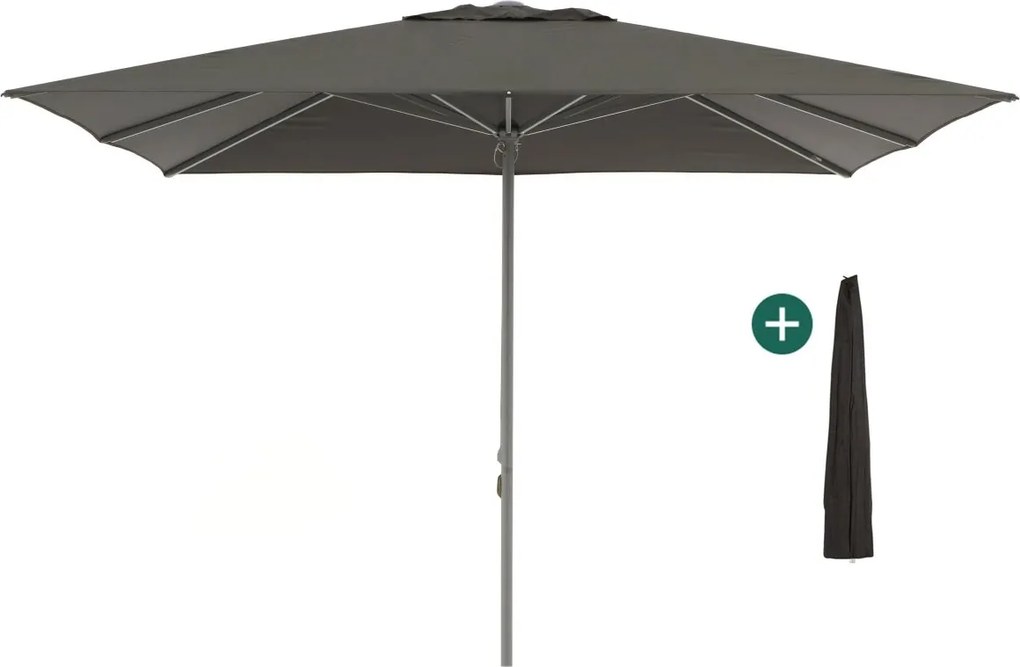 Parasol Shadowline Cuba | Inclusief hoes | Vierkant | 350x350cm | Met katrol | Zwart | Kees Smit Tuinmeubelen