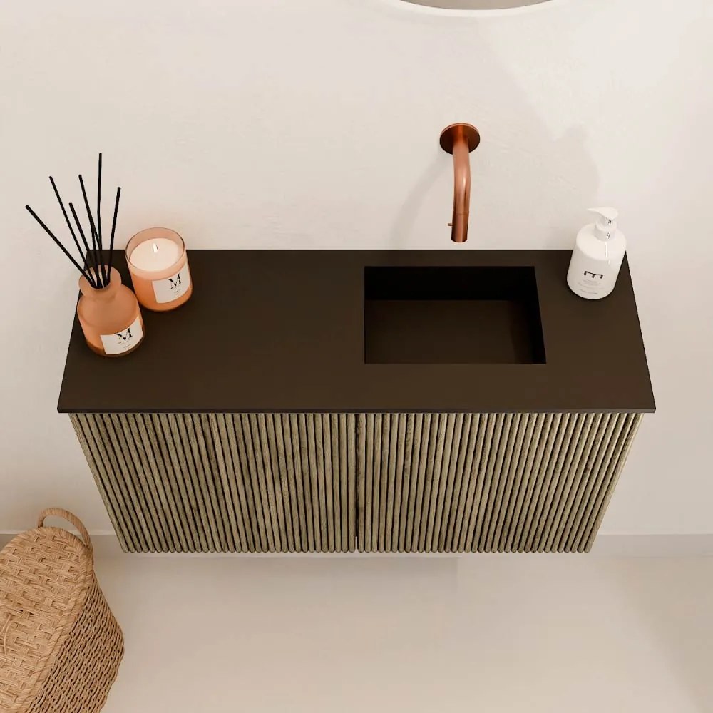 Mondiaz Joya 70cm toiletmeubel dusk met wastafel faye rechts zonder kraangat urban