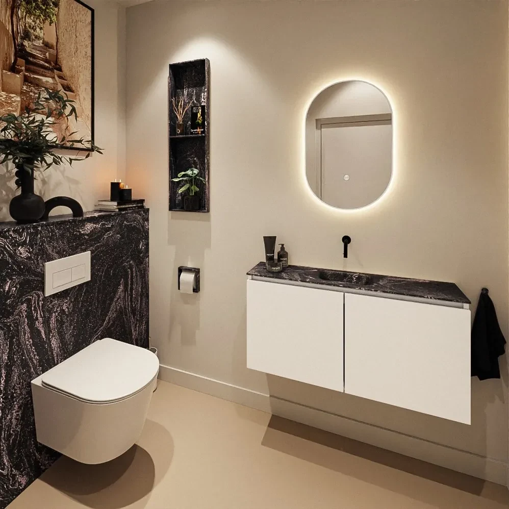 Mondiaz Hope toiletplaat solid surface 100x125cm lava niet voorgeboord