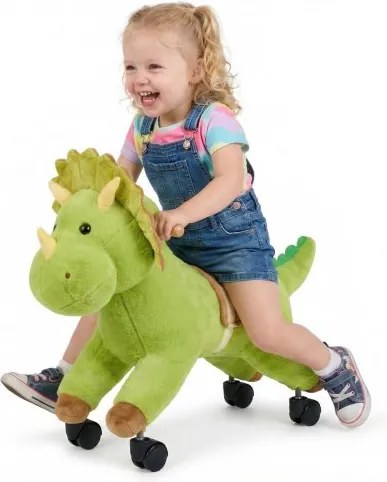 VEVOR Rijpaard op wielen 55 cm, 40 kg. Stevig staand paard met geluidsfunctie, speelgoedpaard met zachte zitting, handvatten en 360° zwenkwielen, groene dinosaurus om op te zitten en te rijden voor kinderen vanaf 3 jaar.
