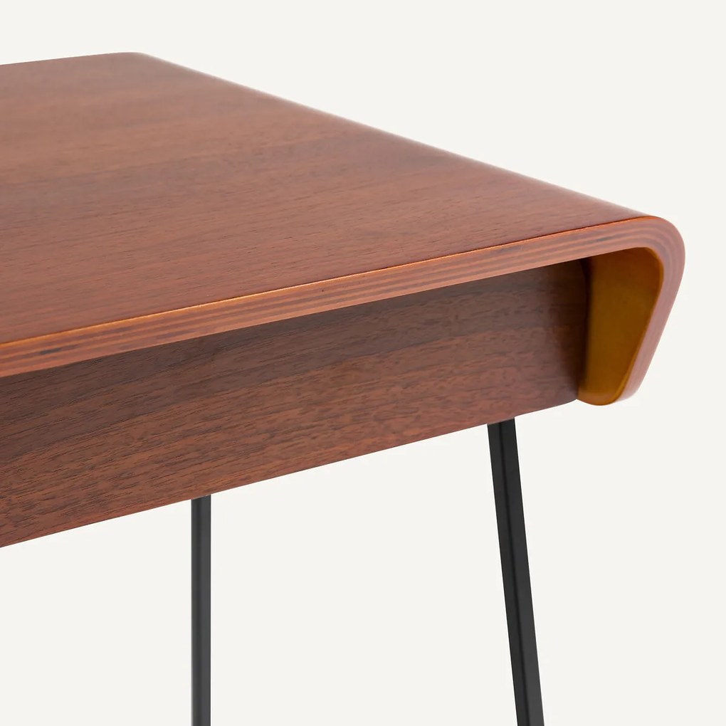 Nachtkastje in notenhoutfineer, Bardi design E. Gallina